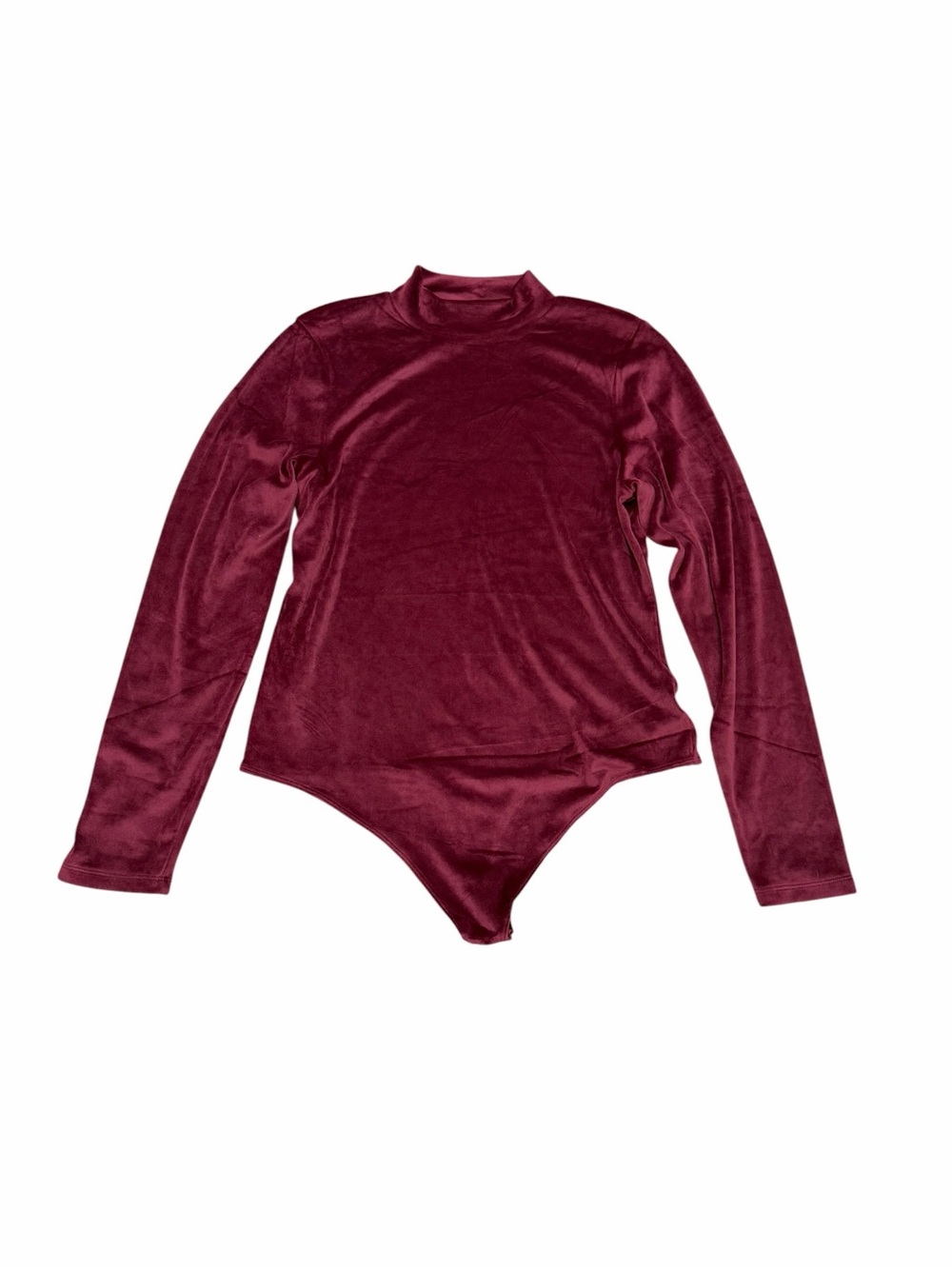 American Eagle Long Sleeve Velvet Mockneck Bodysuit | Maroon | XXL - Picture 2 of 5